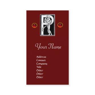 MONOGRAM P LETTER ANTIQUE FIGURE Red Black White