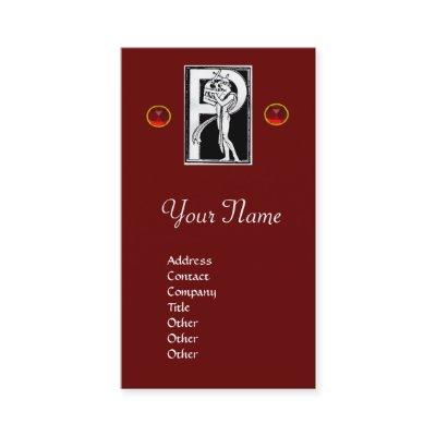 MONOGRAM P LETTER ANTIQUE FIGURE Red Black White