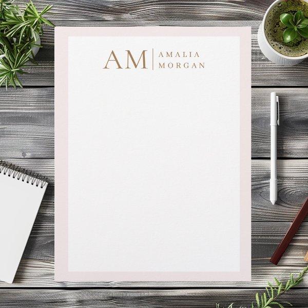 Monogram Personalized Pink Initial And Name  Letterhead
