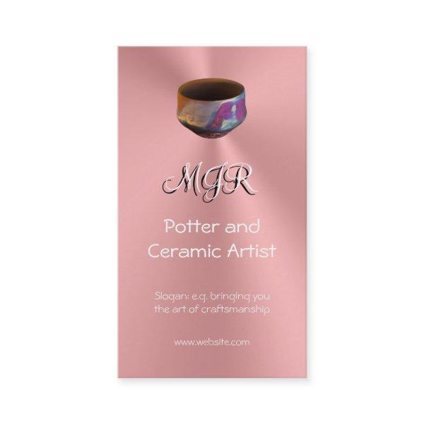 Monogram, Potter, Ceramic Artist, pink chrome-look