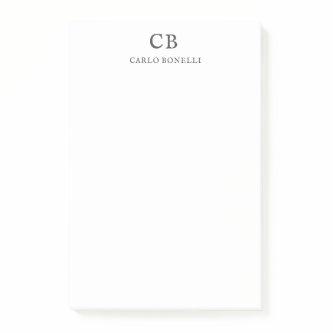 Monogram Professional Plain Simple Minimalist Post-it Notes