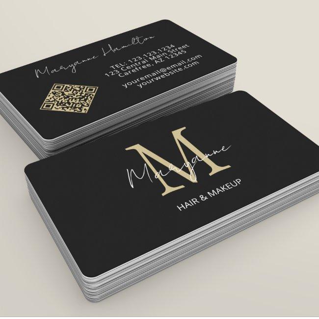 Monogram QR Code Black Gold