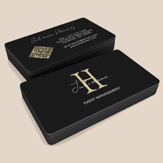 Monogram QR Code Black Gold