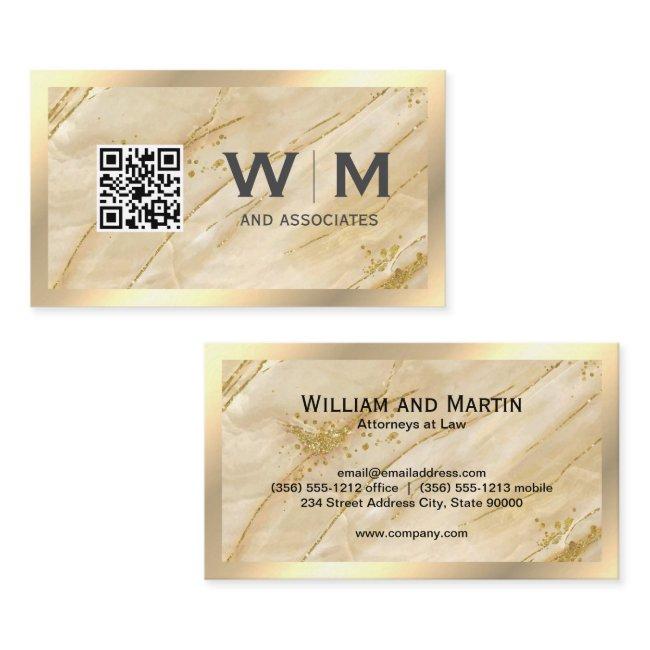 Monogram | QR CODE | Gold Marble