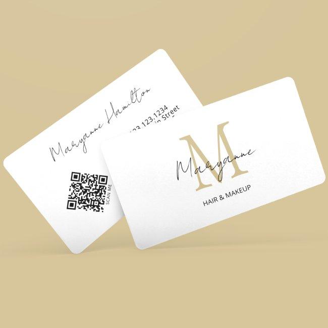 Monogram QR Code White Gold