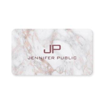 Monogram Rose Gold White Marble Modern Template