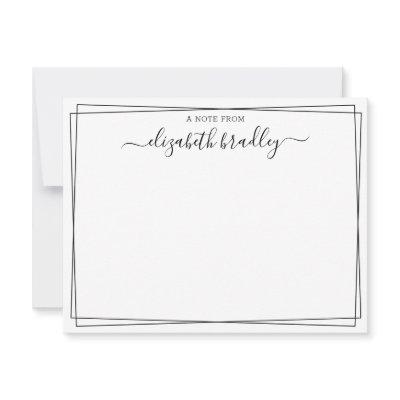 Monogram Signature Girly Script From The Desk Of Thank You Card