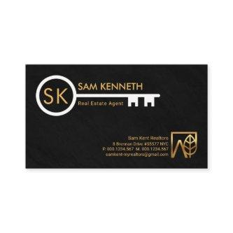 Monogram Simple White Key Black Grunge Realtor