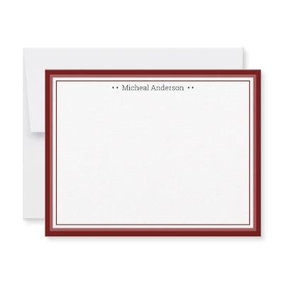 Monogram Simple Wine Border Classic Personalized N Note Card