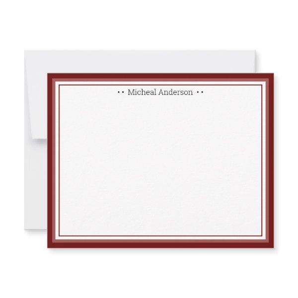 Monogram Simple Wine Border Classic Personalized N Note Card