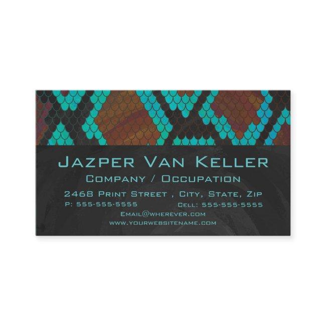 Monogram Snake Brown and Teal Print