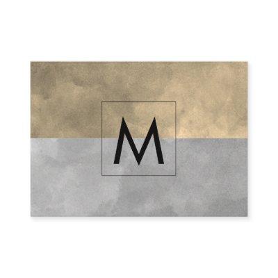 Monogram Sophisticated Sepia Gray Color Blocks