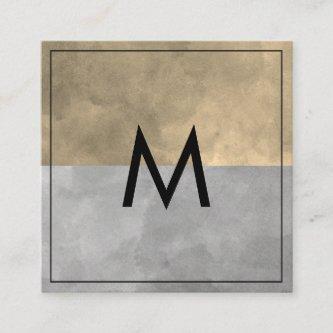 Monogram Sophisticated Sepia Gray Color Blocks Square