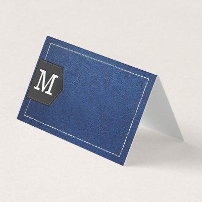Monogram | Stitched Blue Leather and Patch