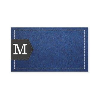 Monogram | Stitched Blue Leather and Patch