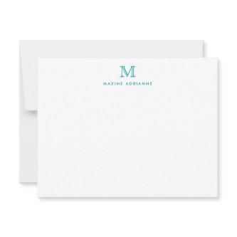 Monogram Teal Green Simple Classic Formal Elegant Note Card