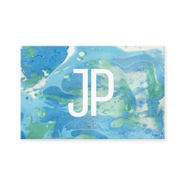 Monogram Template Blue Green Modern Abstract