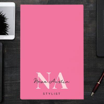 Monogram Trendy Aesthetic Hot Pink Large Custom Post-it Notes