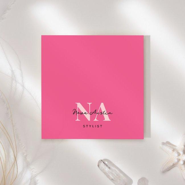 Monogram Trendy Aesthetic Hot Pink Personalized Post-it Notes