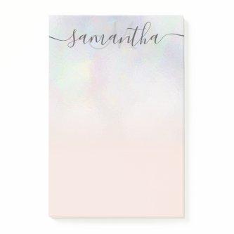 Monogram typography blush pearl nacre ombre post-it notes