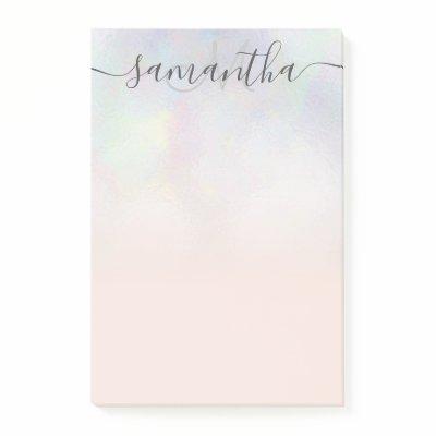 Monogram typography blush pearl nacre ombre post-it notes