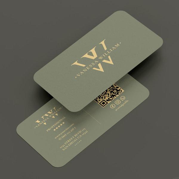 Monogram V W Logo Elegant Modern Sage Green