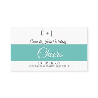 Monogram Wedding Reception Drink Ticket