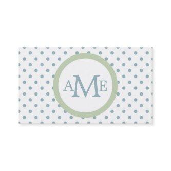 Monogram White Lt Blue Polka Dot