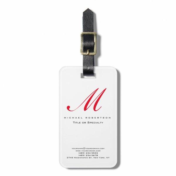 Monogram White Red Unique Chubby  Luggage Tag