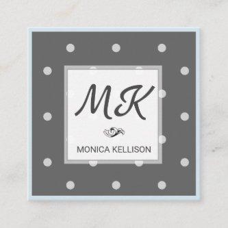 Monogram with Polka Dots Square