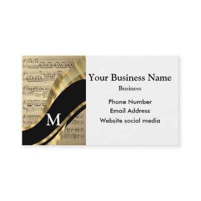 Monogrammed black and music musicians appointment card