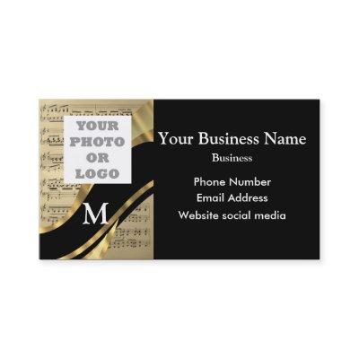 Monogrammed black and music pattern and logo
