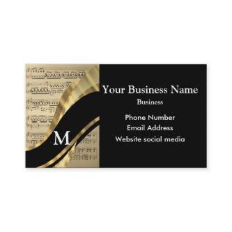 Monogrammed black and music sheet pattern