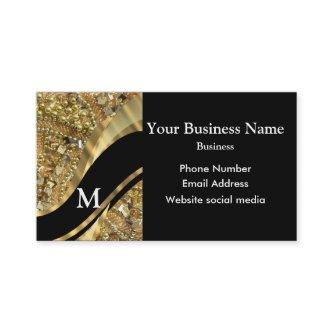 Monogrammed black gold and swirl pattern