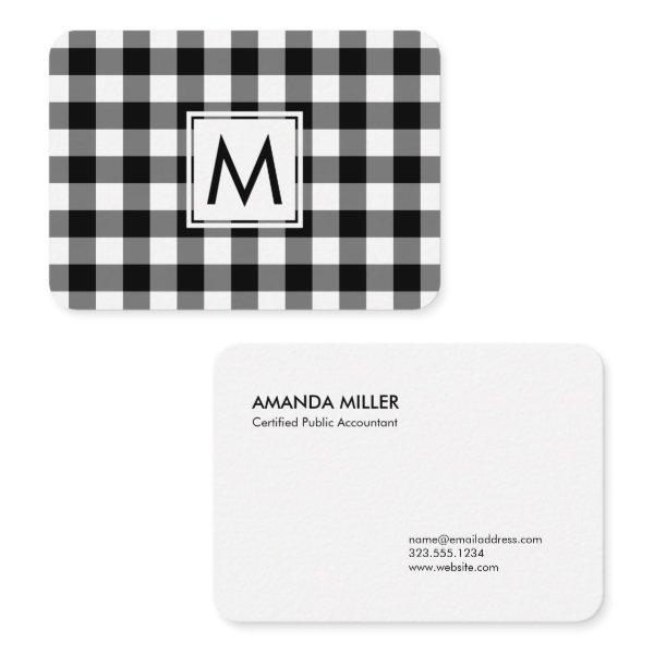 Monogrammed Bold Black White Buffalo Plaid Pattern