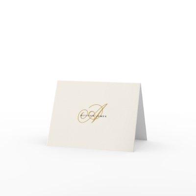 Monogrammed Gold & Cream folded Note Card