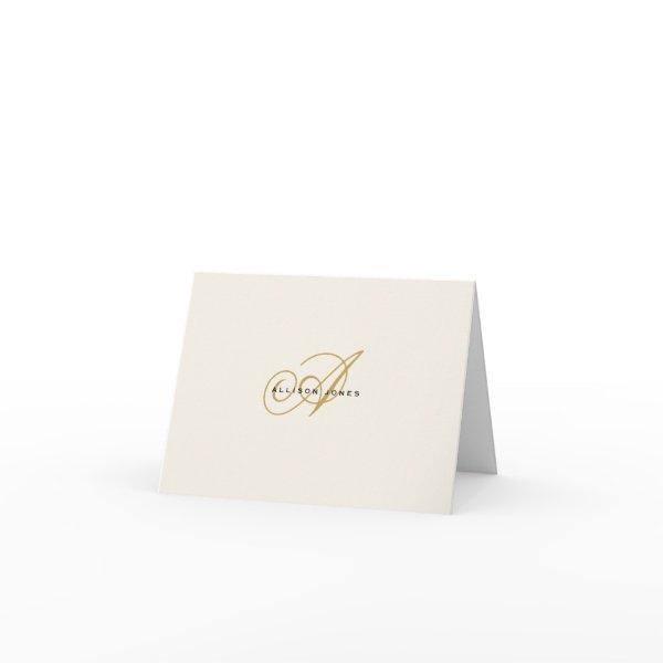 Monogrammed Gold & Cream folded Note Card