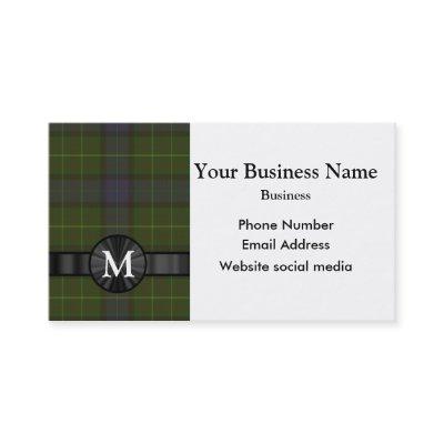 Monogrammed green tartan plaid