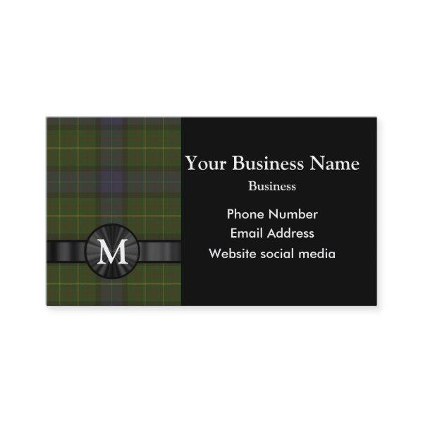 Monogrammed green tartan plaid