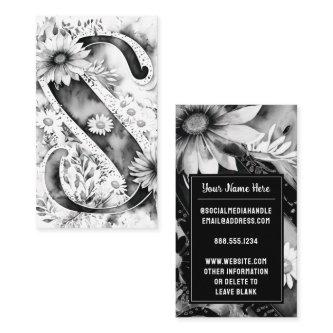 Monogrammed Letter S Elegant Floral Watercolor