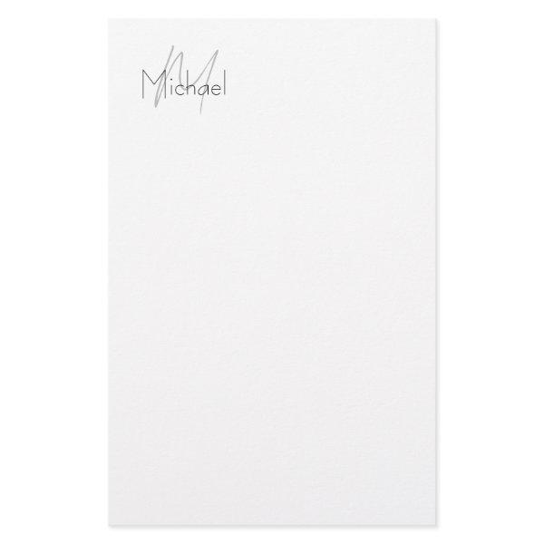 Monogrammed Minimalist Plain Modern Name Stationery