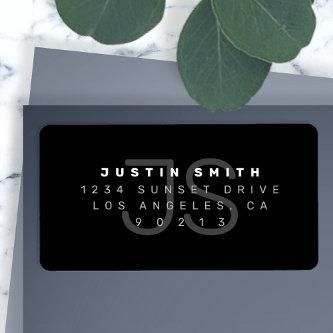 Monogrammed modern Return Address Label