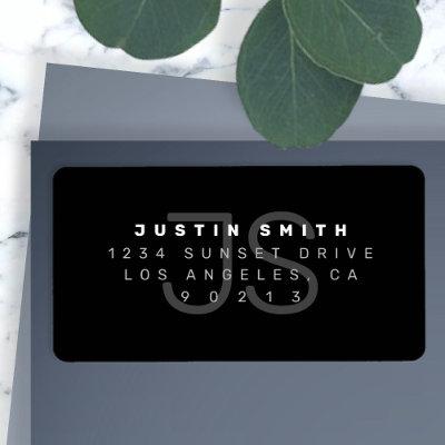 Monogrammed modern Return Address Label