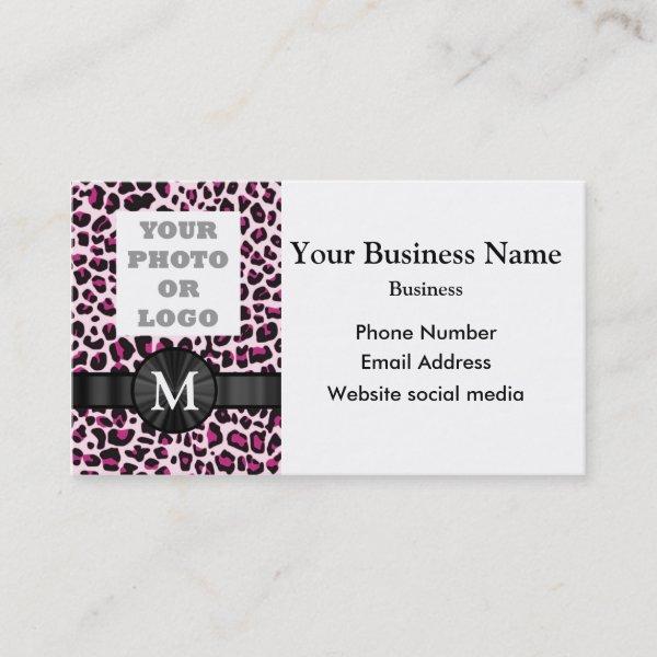 Monogrammed pink leopard print pattern and logo