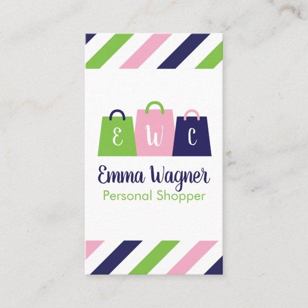 Monogrammed Shopping Bags Business or Contact Card