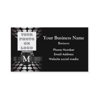 Monogrammed silver gray abstract pattern and logo