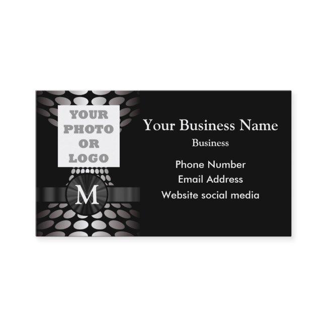 Monogrammed silver gray abstract pattern and logo