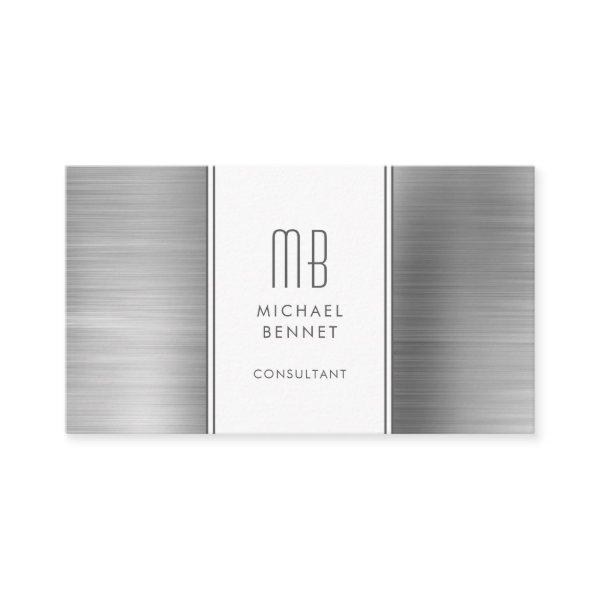 Monogrammed Silver Gray Metallic Foil Consultant