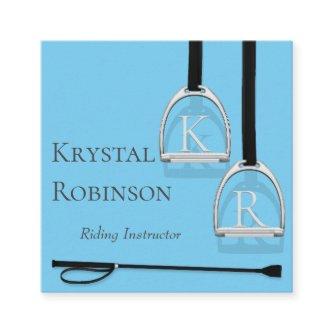 Monogrammed Stirrup Irons Blue Equestrian Square S Square