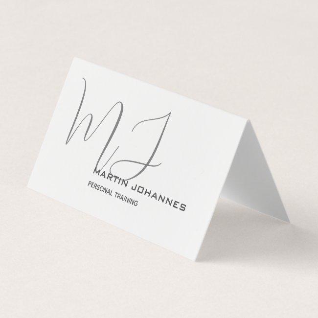 Monogrammed White Grey Personal Trainer Modern